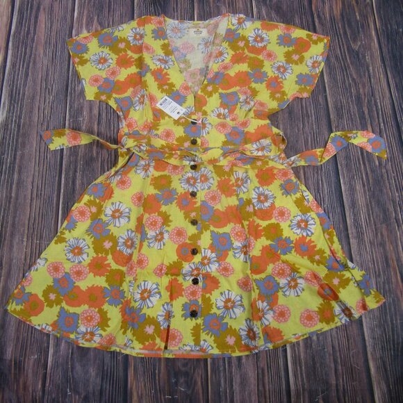 Marine Layer Dresses & Skirts - Marine Layer NEW NWT Womens Medium Yellow Floral Camila Mini Dress Sun